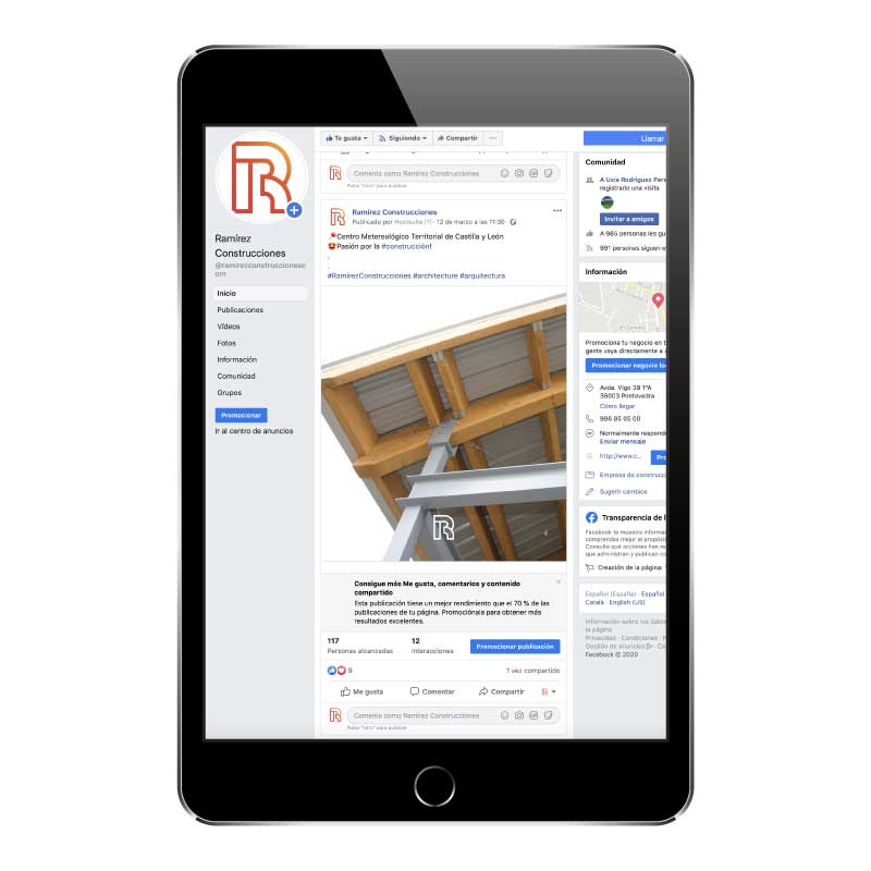 Redes sociales de Construcciones Ramírez